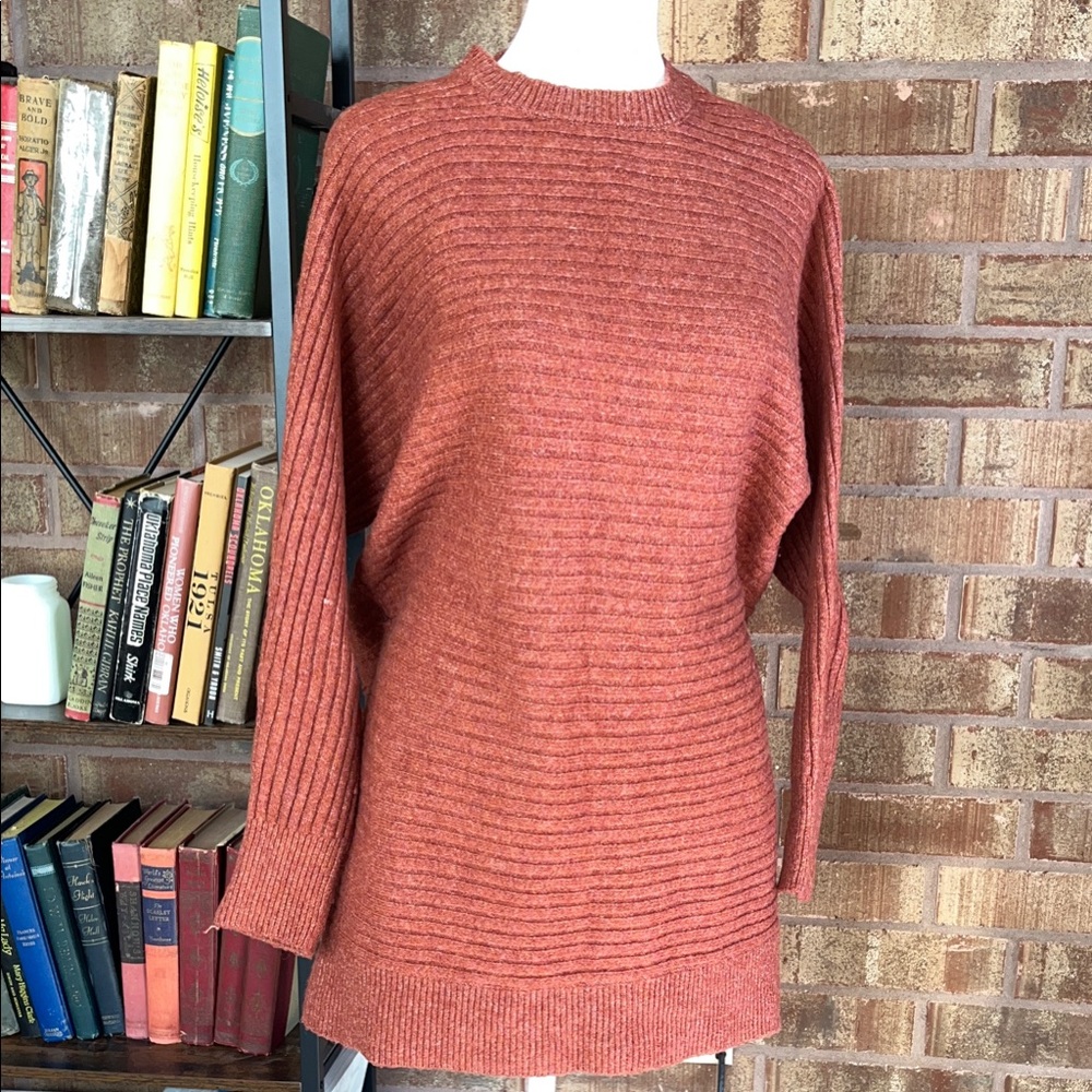 PINK ROSE Women's Warm Rust Long SUPER SOFT Sweater Medium w/stretch